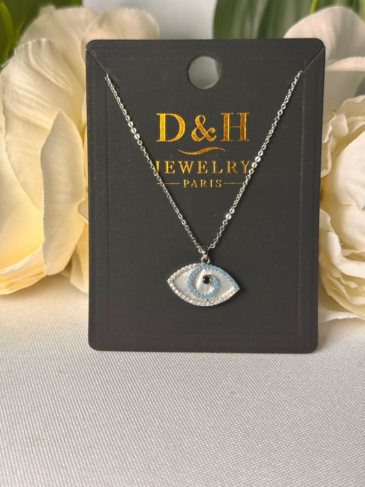 Collier Œil Protecteur Argenté – D&H Jewelry Paris