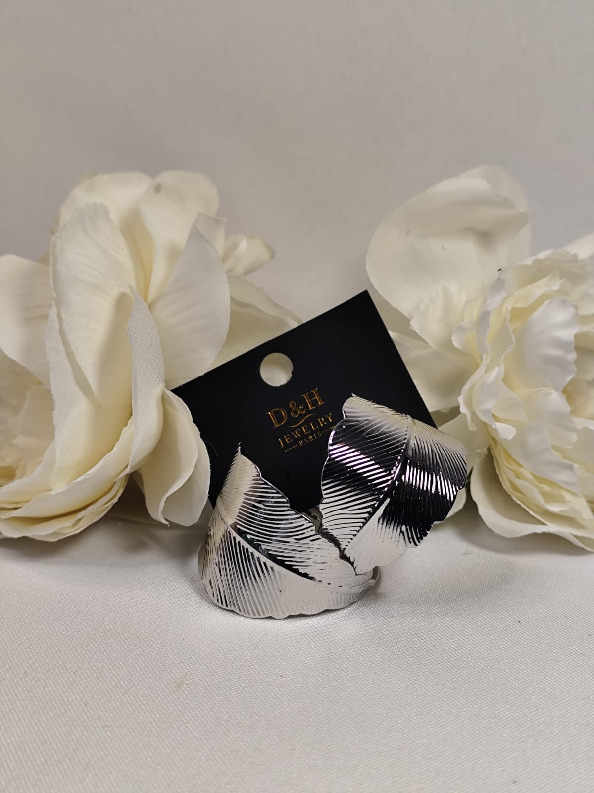 💎 Boucles d’Oreilles Feuille Argentée – D&H Jewelry Paris