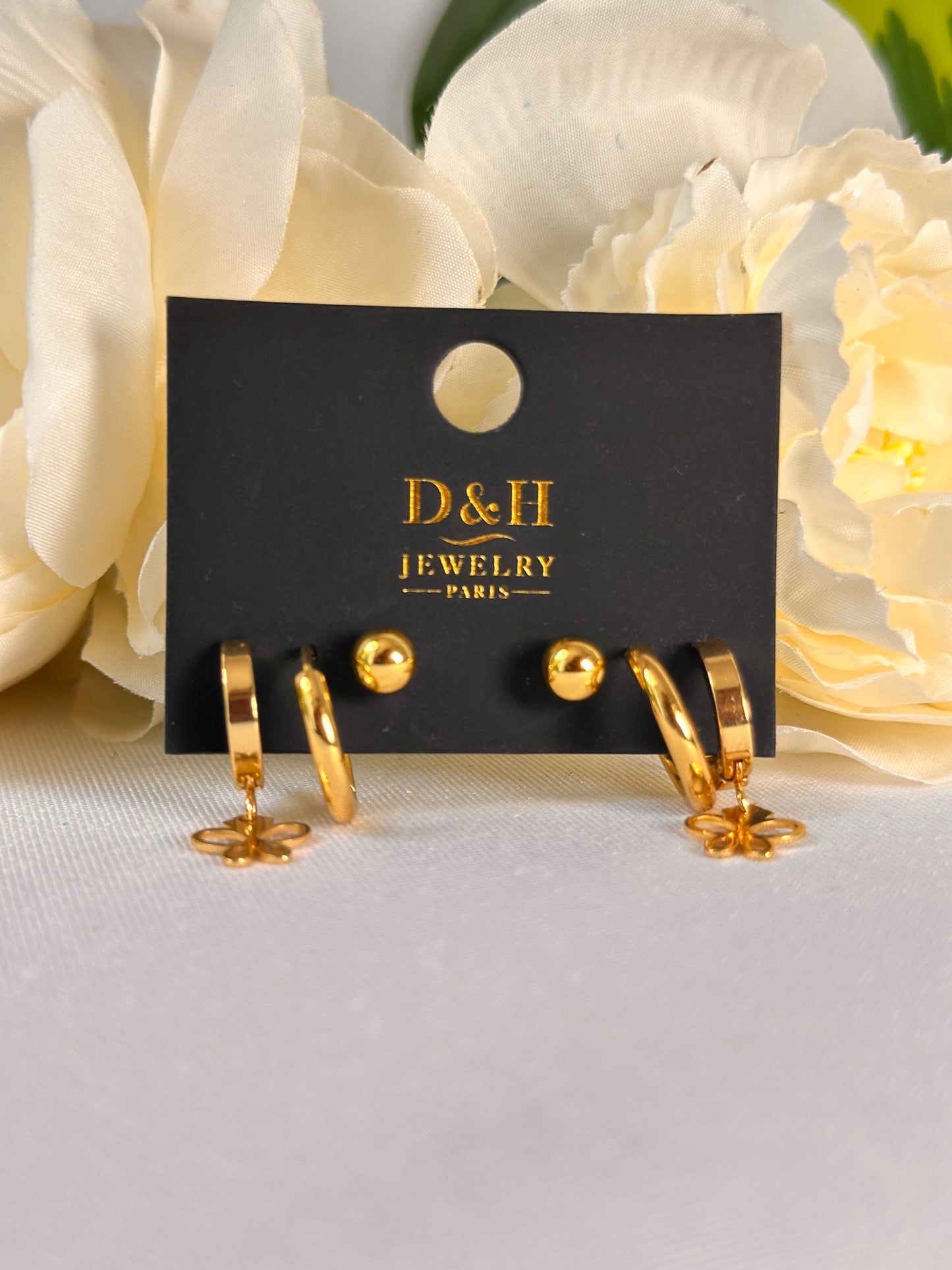 Set de Boucles d’Oreilles Dorées – D&H Jewelry Paris