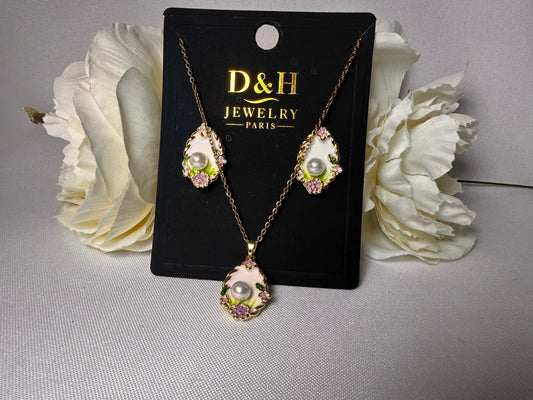 D&H Jewelry - Parure Femme Elégante collier& boucles d'Oreille