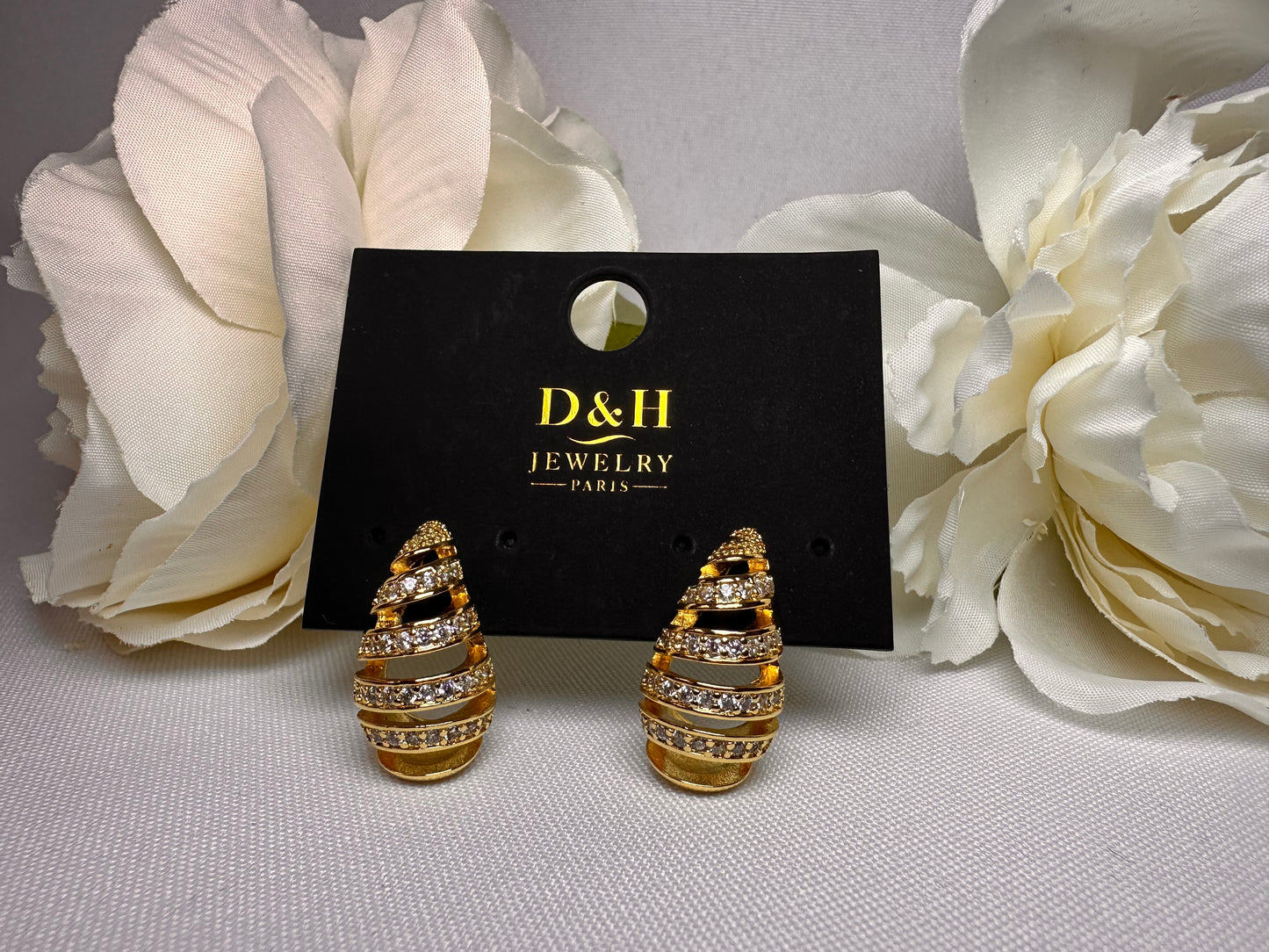 💎 Boucles d’Oreilles Glamour Spiral D&H – Doré