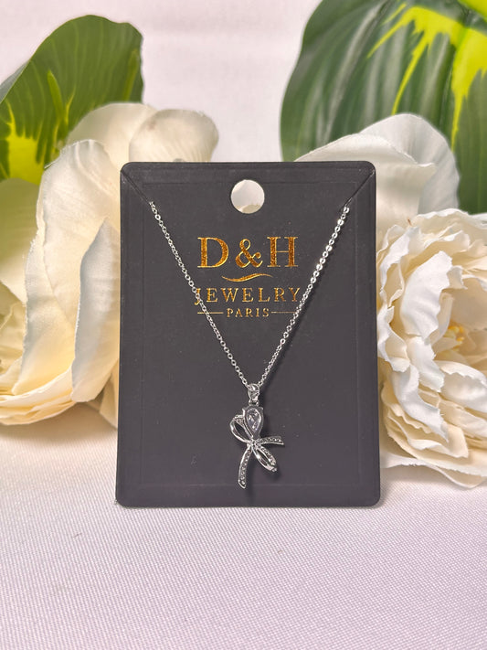 Collier Nœud Élégant Argenté – D&H Jewelry Paris
