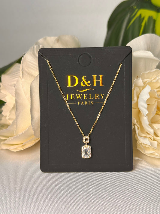 ✨ Collier Pendentif Rectangulaire Doré – D&H Jewelry Paris