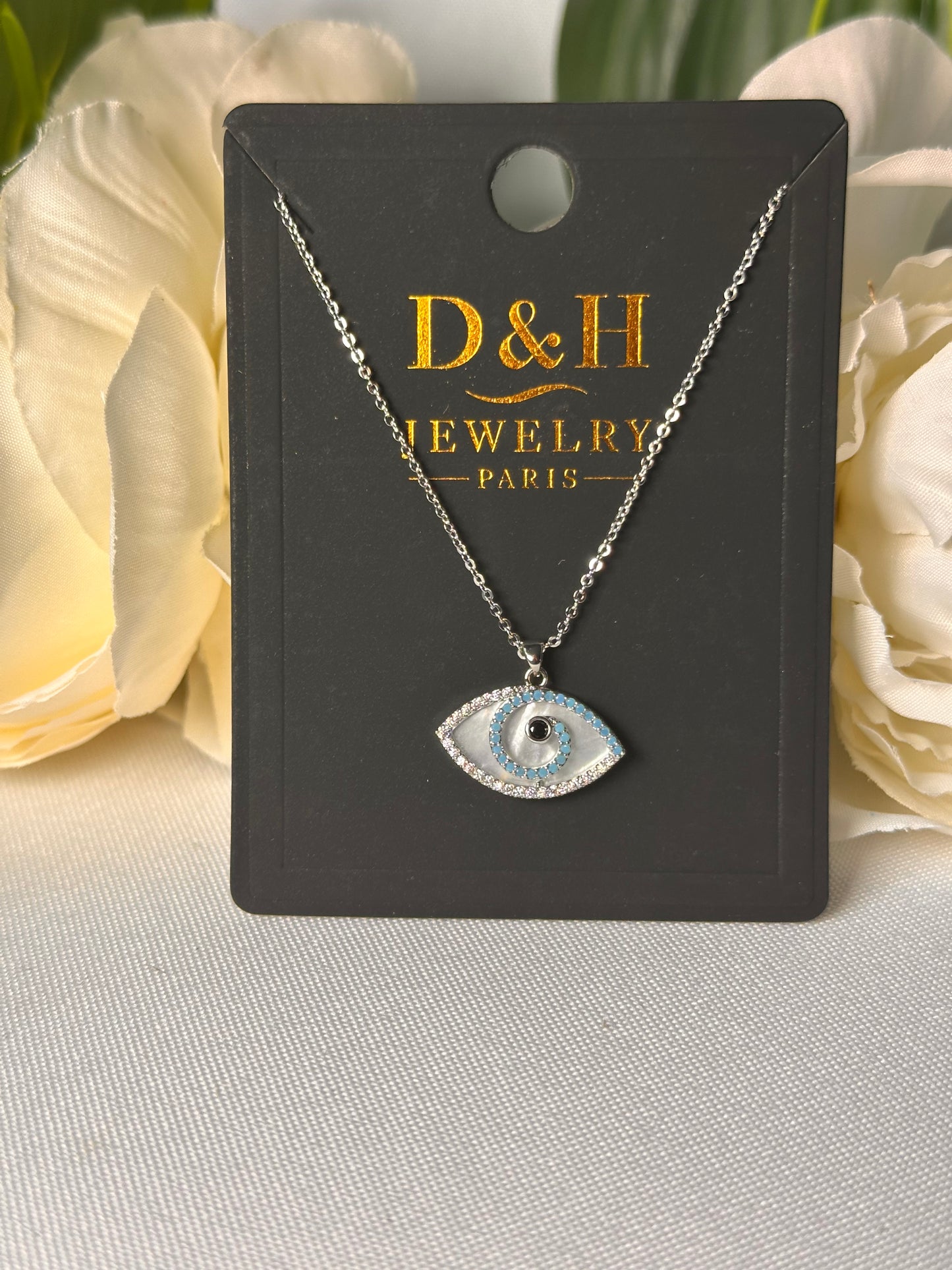 Collier Œil Protecteur Argenté – D&H Jewelry Paris