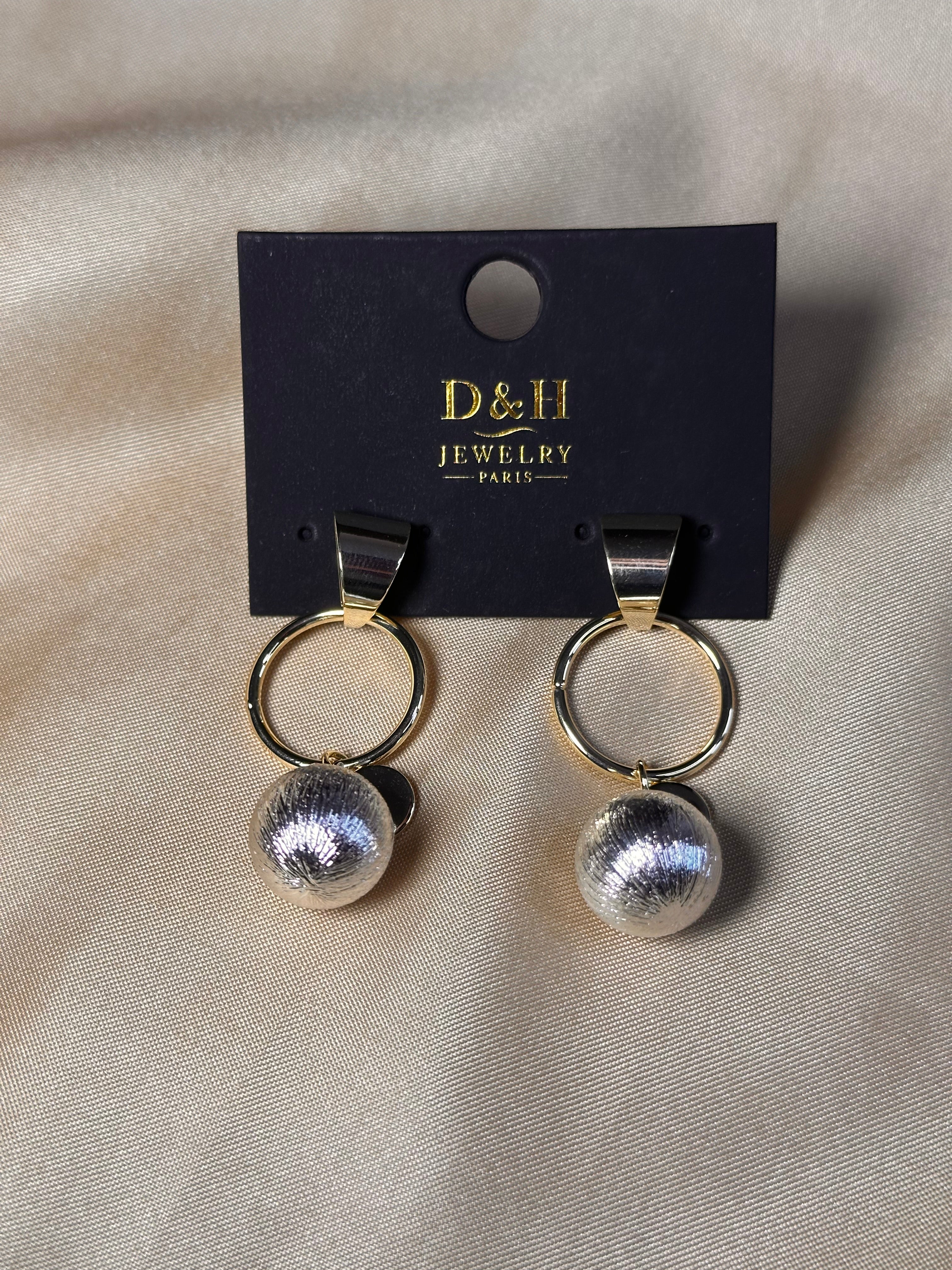 Boucles d’oreilles D&H Jewelry Paris – Design doré & argenté texturé