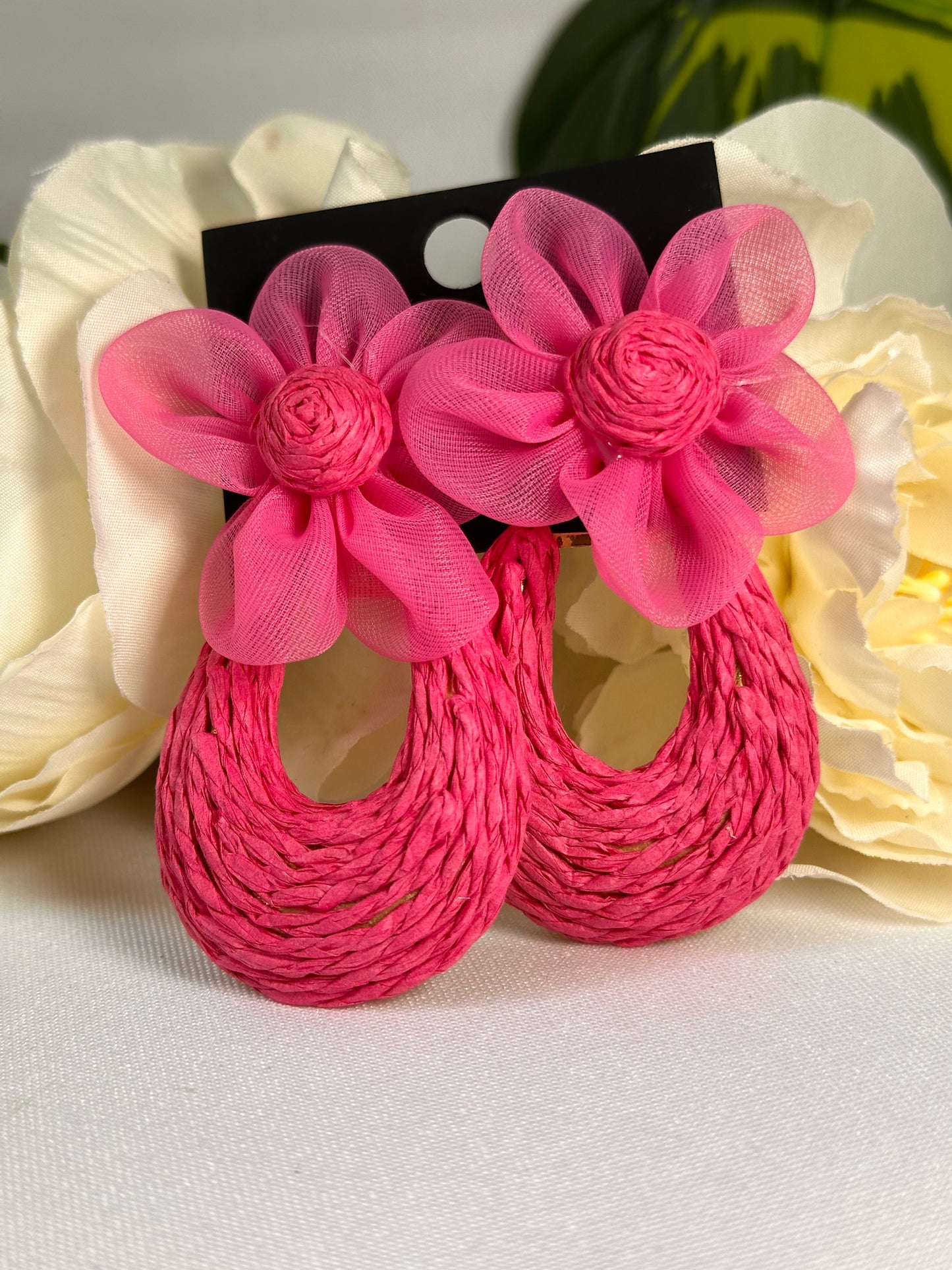 🌼 Boucles d’oreilles fleuries tressées – Style bohème chic