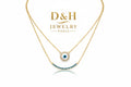 ✨ Collier Double Rang – Œil Porte-Bonheur & Zircons Bleu | D&H Jewelry Paris