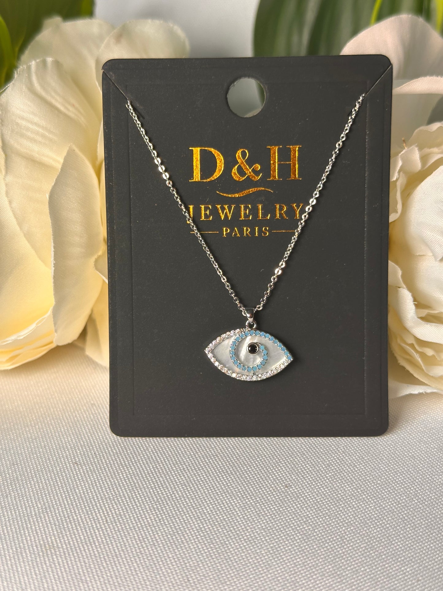 Collier Œil Protecteur Argenté – D&H Jewelry Paris