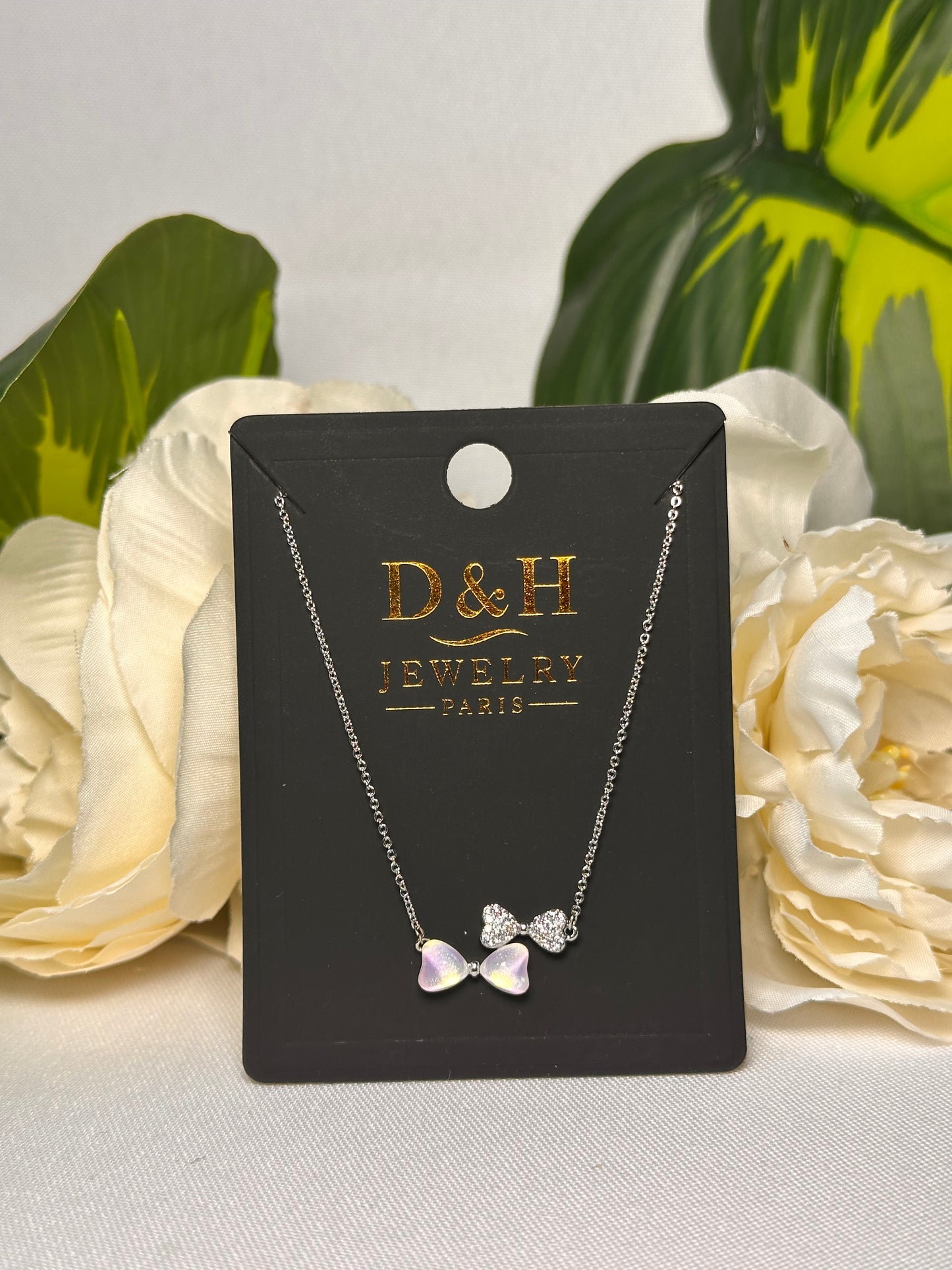 💖 Collier Double Nœud Argenté – D&H Jewelry Paris