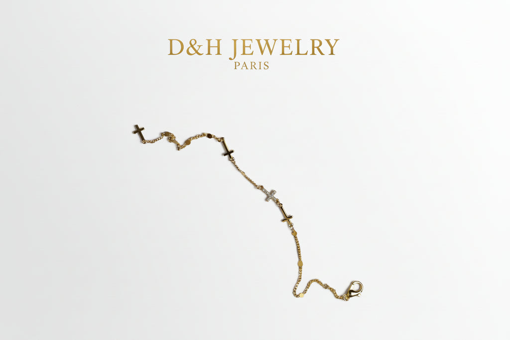 🌟 Bracelet croix doré – D&H Jewelry Paris 🌟