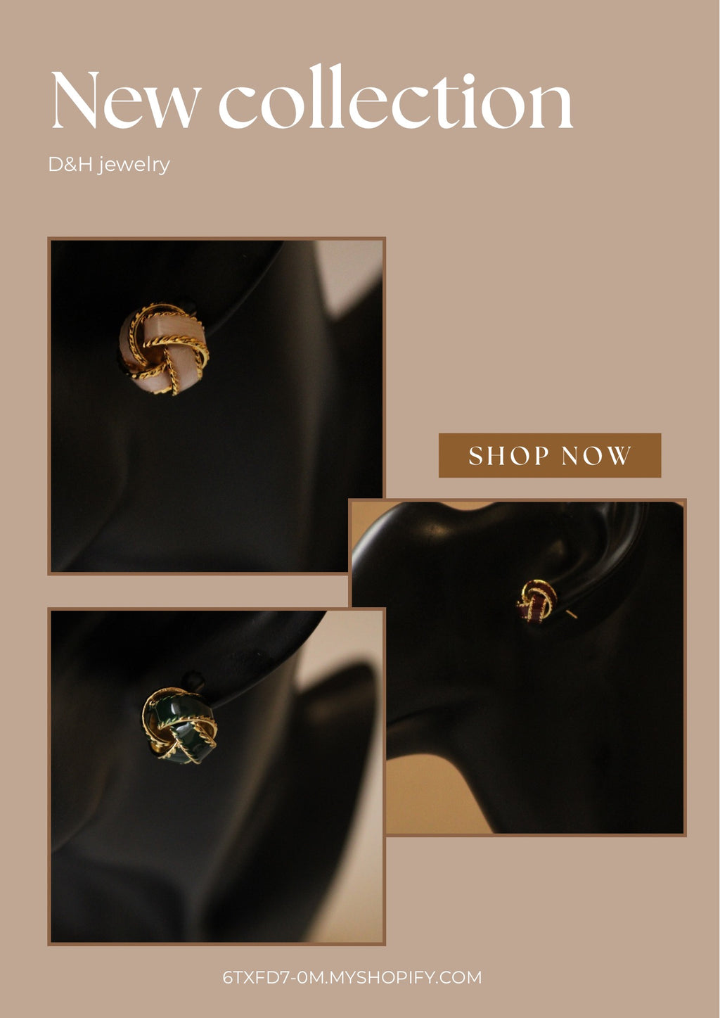 Boucles d’oreilles nœud doré D&H – Bijoux élégants et intemporels pour femme