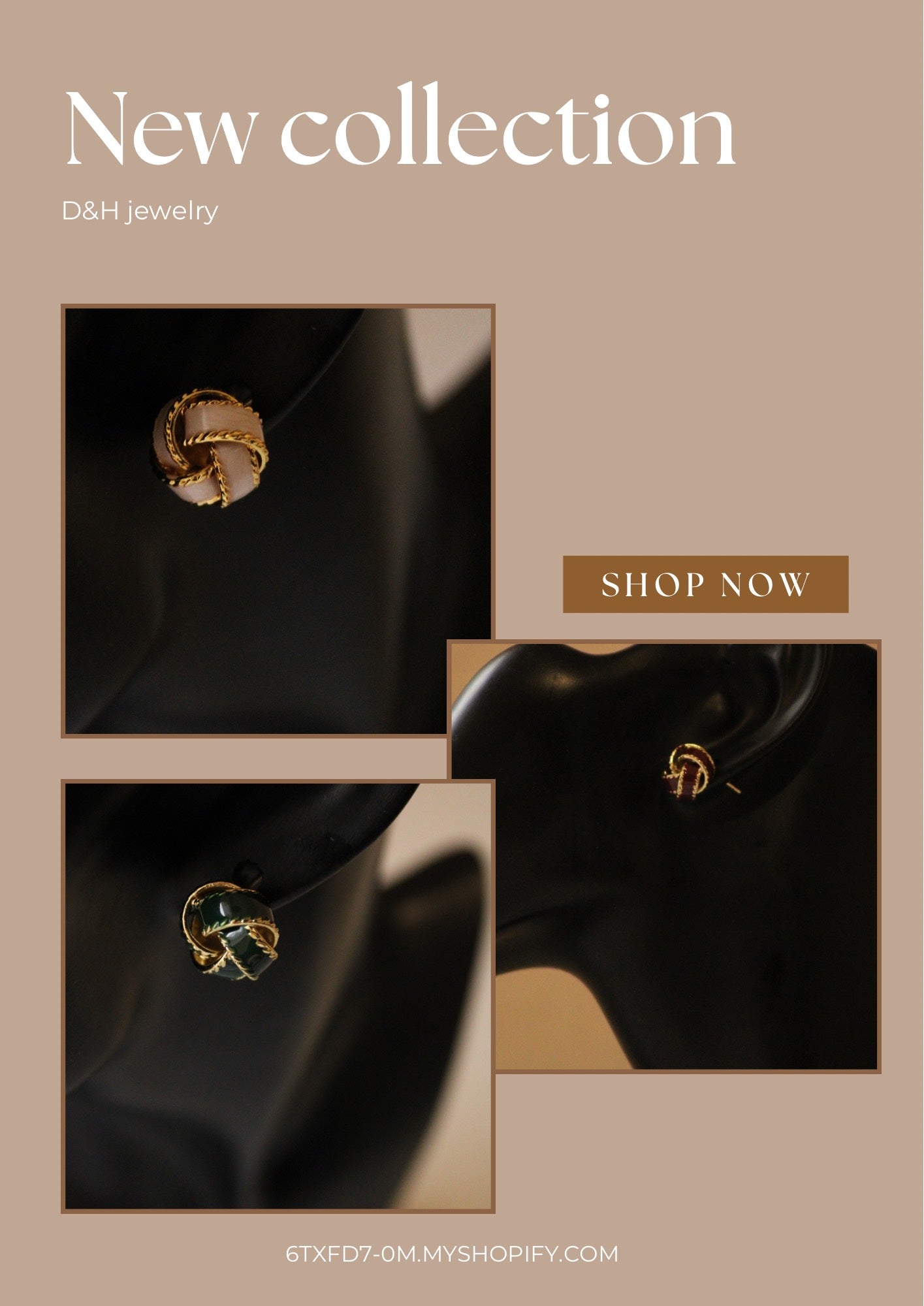 Boucles d’oreilles nœud doré D&H – Bijoux élégants et intemporels pour femme
