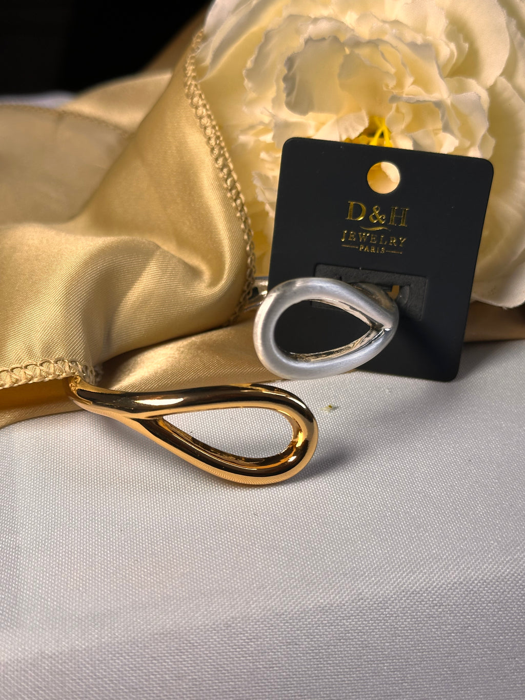 ✨ Bracelet ouvert D&H Jewelry Paris – Bijou femme doré & argenté, design moderne et chic ✨