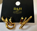 Lot de 3 paires de boucles d'oreilles créoles dorées