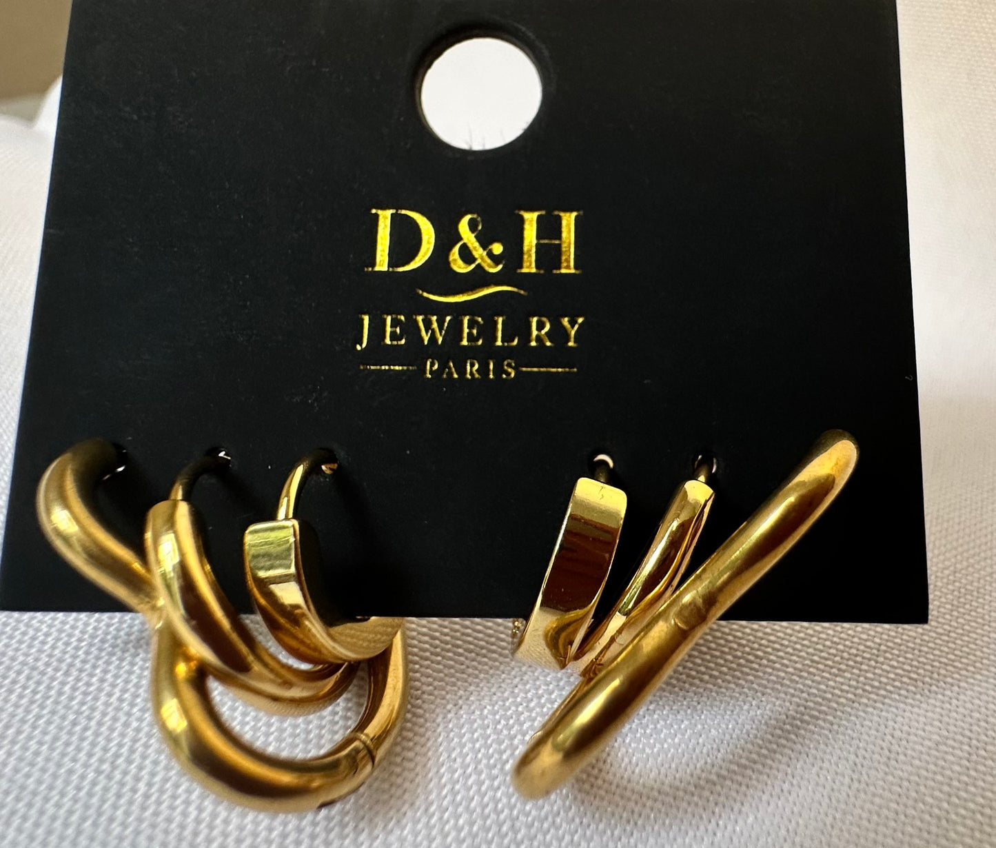 Lot de 3 paires de boucles d'oreilles créoles dorées