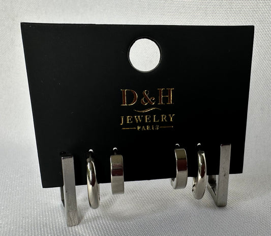 💎 Set de Boucles d’Oreilles Minimalistes Argentées – D&H Jewelry Paris