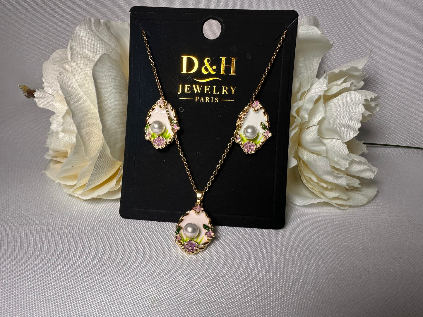 D&H Jewelry - Parure Femme Elégante collier& boucles d'Oreille