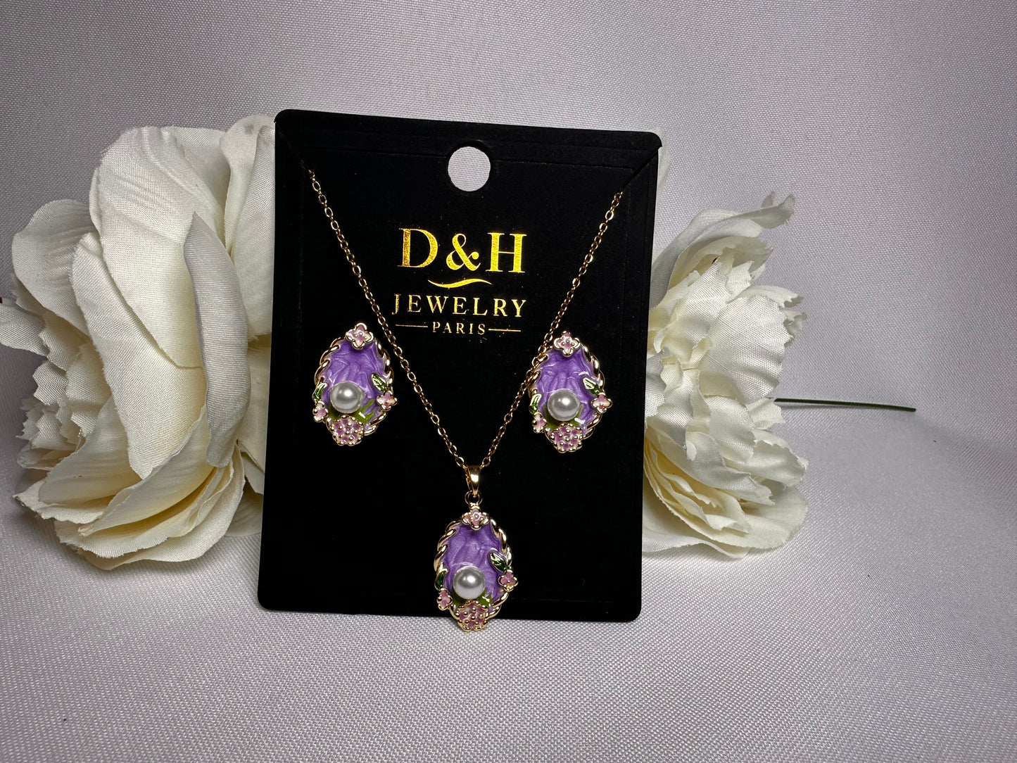 D&H Jewelry - Parure Femme Elégante collier& boucles d'Oreille