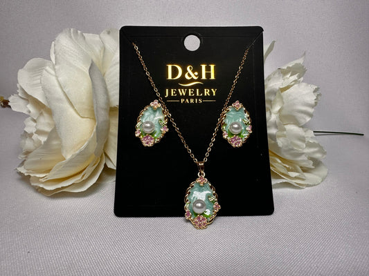 D&H Jewelry - Parure Femme Elégante collier& boucles d'Oreille