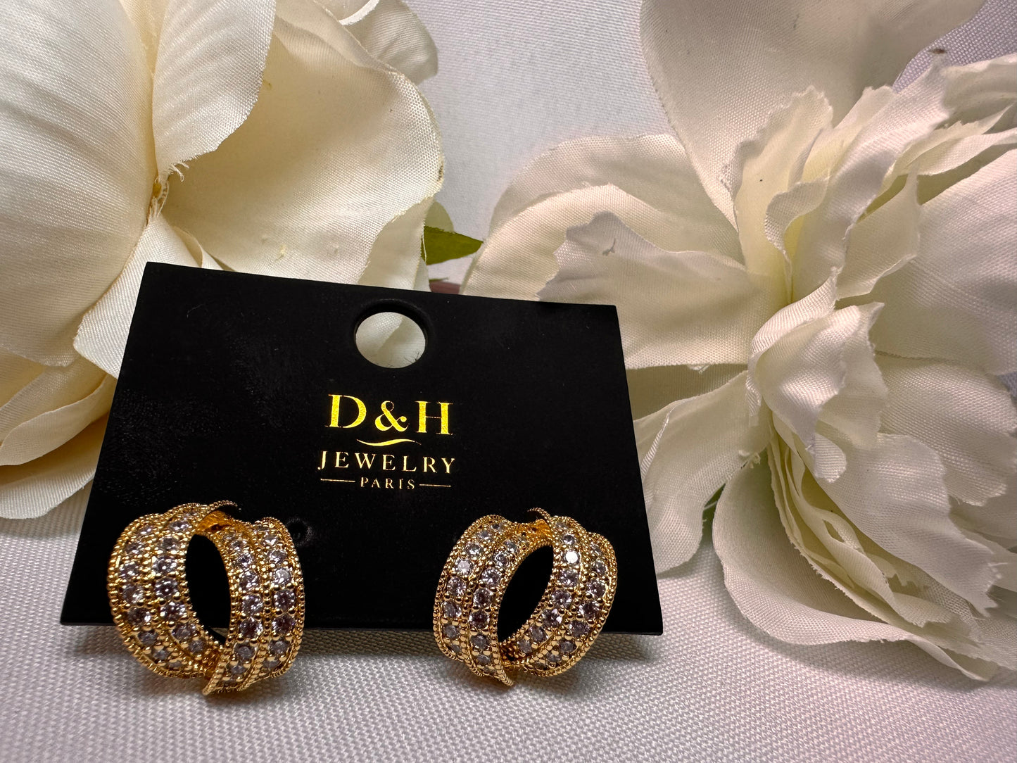 💎 Boucles d’Oreilles Élégance Lux D&H – Doré / Argenté