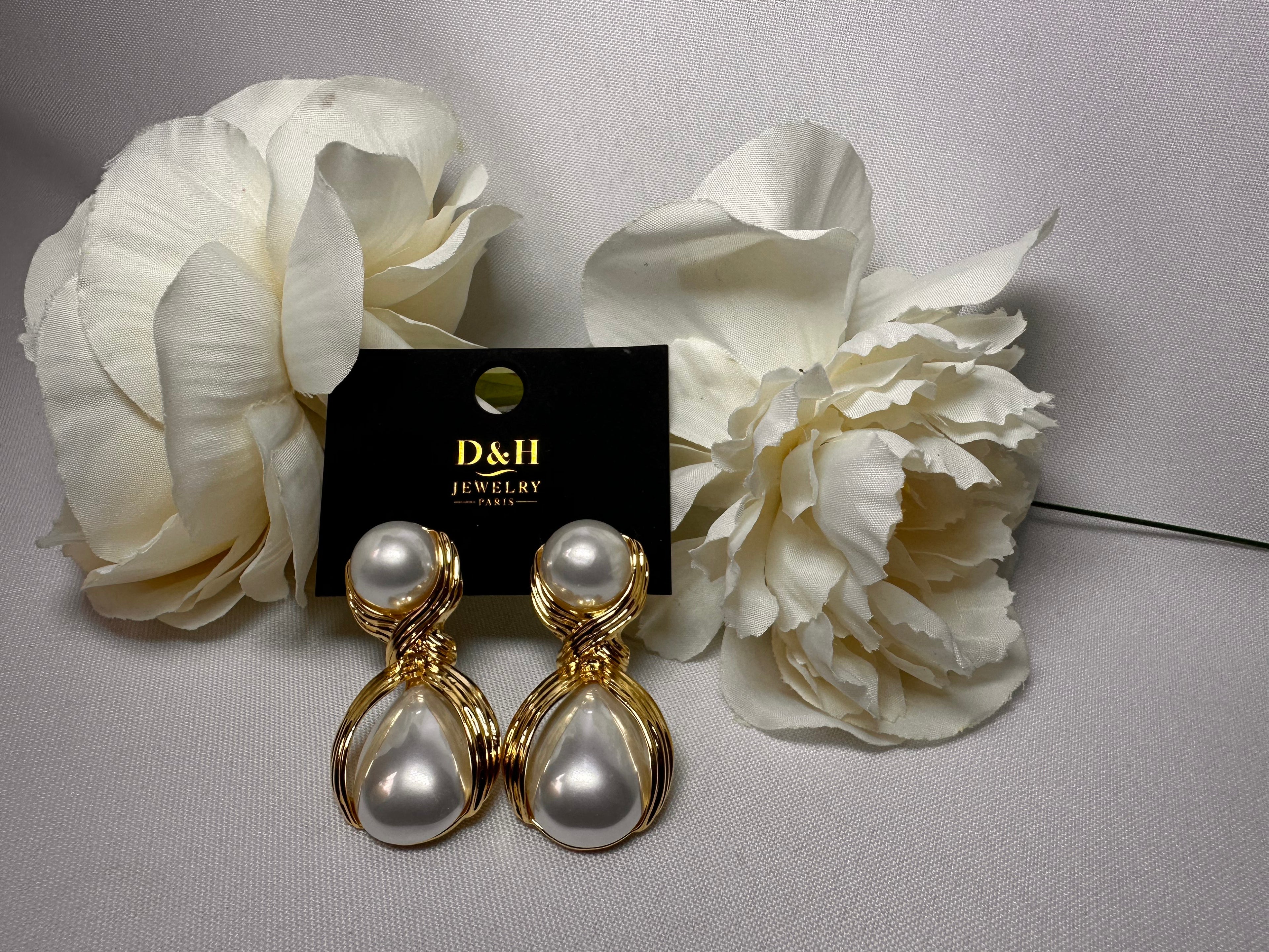 💎 Boucles d’Oreilles Élégance Perlée – D&H Jewelry Paris