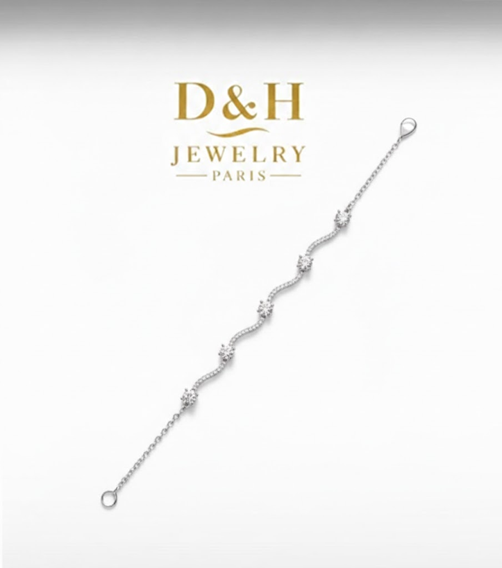 ✨ Bracelet argent femme avec strass – D&H Jewelry Paris ✨