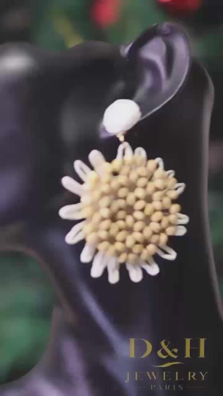 Boucles d’oreilles “Fleur de plusieurs couleurs ” – D&H Jewelry Paris